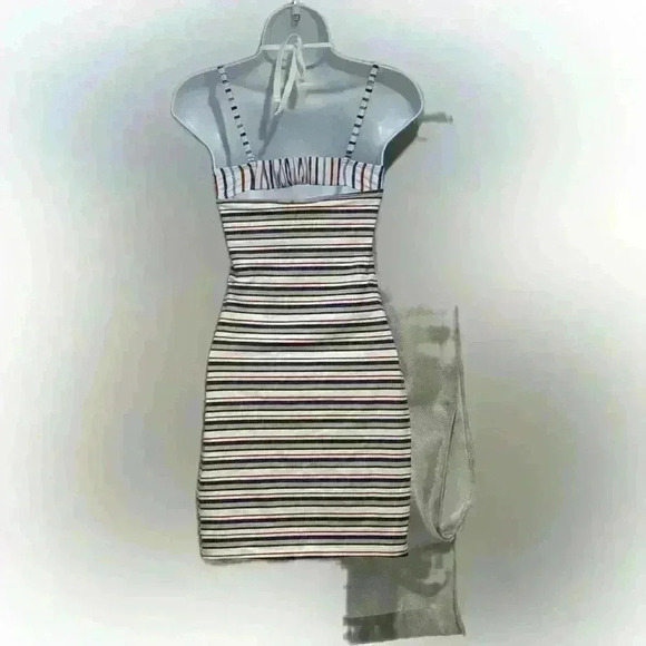 Y2K Smiley x H&M XS Pinstripe Dress & Wild Fable Bikini Top Red White Blue Set - Picture 2 of 8
